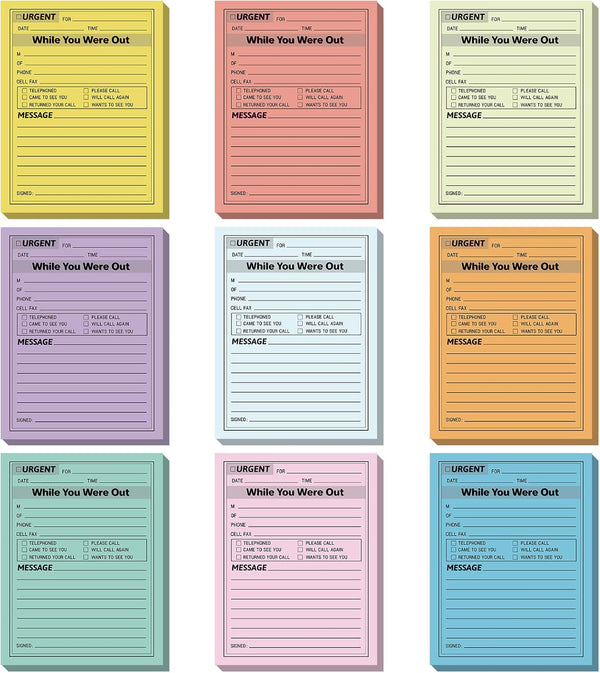 Eaasty 9 Pieces While You Were Out Pads, 4 x 5 Inches, Assorted Colors, 40 Sheets/Pad for Urgent Notes