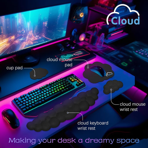 Cloud Wrist Rest Keyboard Palm Rest with Non-Slip Base for Computer Gaming Wrist Rest, YAMJUG Cloud Arm Rest Keyboard