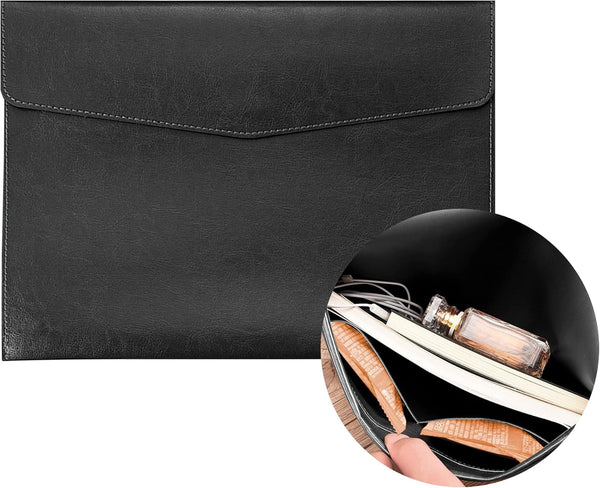 VANRA File Folder Organizer - 1 Piece PU Leather File Jackets - Document Holder for A4 Letter Size Paper - Black