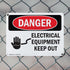 (2 Pack) OSHA Danger Sign, Electrical Equipment Keep Out, 10 Inch X 7 Inch Aluminum Metal Signs