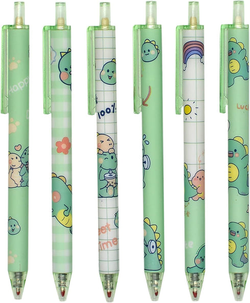 YYaaloa 12pcs Cute dinosaur Pens Black Gel Ink Pens Retractable 0.5mm Gel Pens