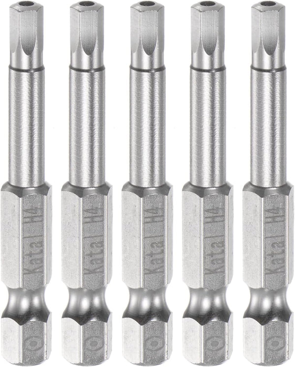 5pcs H4 Hex Screwdriver Bit 1/4" Hex Shank 2" Length Magnetic Security Power Tool
