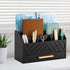 Black Wood Desk Organizer with Drawer, Bill Mail Organizer and File Holder for Office Supplies, Modern Desk Accessories