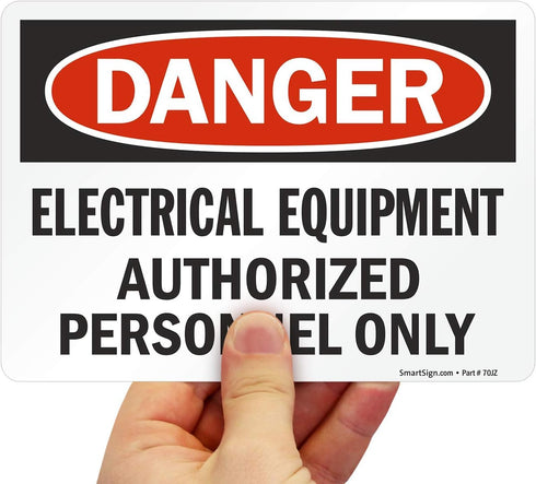 SmartSign-U9-1488-ND "Danger - Electrical Equipment, Authorized Personnel Only" Label | Laminated Vinyl 5" x 7"