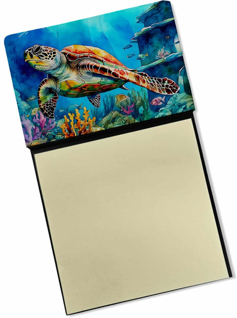 Caroline's Treasures Loggerhead Sea Turtle Sticky Note Holder - Refillable Dispenser, Self-Sticky Note Pads, Memo Pads,