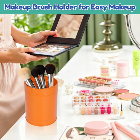 9 Pack Metal Pen Holders, Colorful Desktop Pencil Cups, Mini Pencil Bucket, Makeup Brush Storage Organizers, Crayon