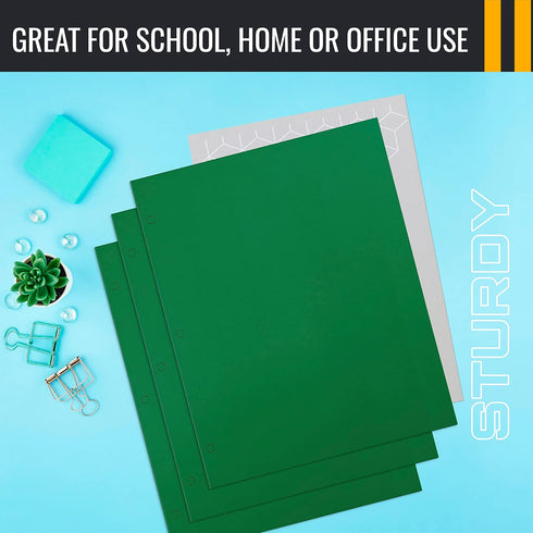Better Office Products Two Pocket Portfolio Folders, Green, Letter Size, 50-Pack, 50 Pieces