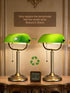 1-Minute Bulb Quick-Change Shade Classic Green Glass Bankers Desk Lamp for Study, Office, Library, LED Included