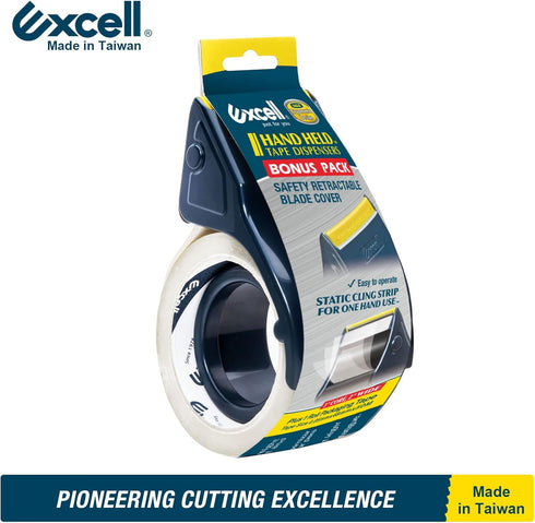 Excell Lightweight Packaging Tape Dispenser, 2 Inch Wide Handheld for Moving, Mailing, Packaging (1 Gun + 1 Tape)
