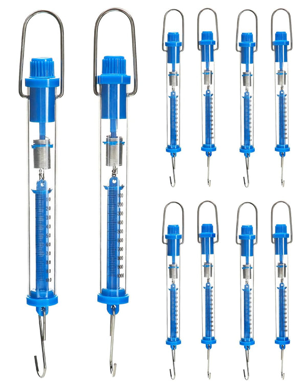 QWORK Spring Scale, 10 Pack, 10N Transparent Spring Balance Hanging Tube Spring Scale