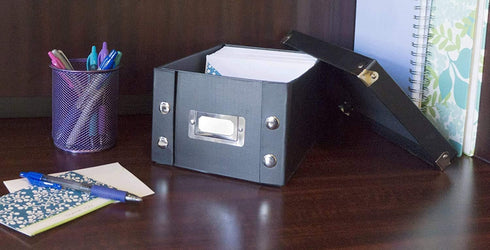 Snap-N-Store Index Card Holder: Collapsible Organizer Box for 1100 Flash Cards - Recipe or Note Card Storage