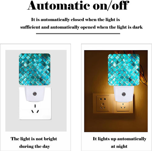 FSHVQKD Turquoise Blue Night Light,Plug Into Wall Decor for Stairway,Hallway,Kitchen,Dusk to Dawn Sensor Nightlights