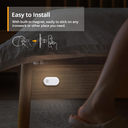 Closet 1-20LM 2-Pack Lyridz Rechargeable Motion Sensor Night Light, Cool White LED Stick-on Light with Dusk to Dawn