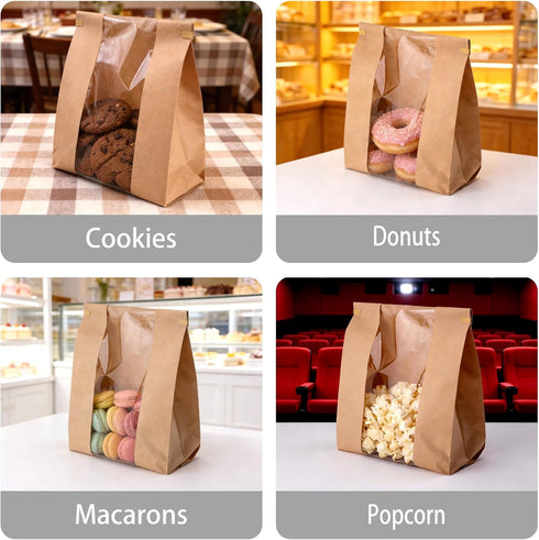 200 Pack 150 50 50 600 Paper Bread Bags Ste, Pcs Kraft Paper Bread Bags and Pcs Clear Bakery Bags Sourdough Bags