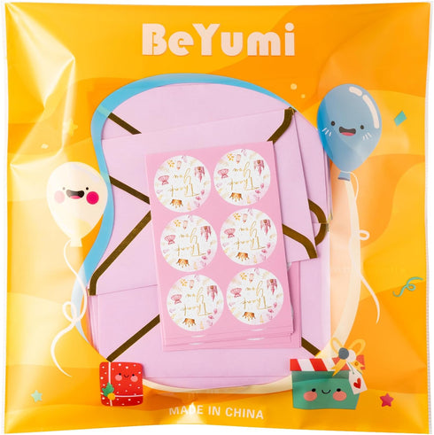 50Pcs BeYumi Princess Baby Shower Thank You Cards with Envelopes Sticker Pink Dress Blank Note Card Greeting Card Bulk