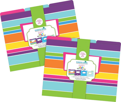 Barker Creek Happy Designer File Folders, Set of 24, Multi-Design with Bright Patterns, Letter-Size