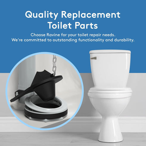 Universal 2 Inch Toilet Flapper Replacement & Chain - Fits 2 Inch Toilet Flush Valves, Easy Install (1-Pack)