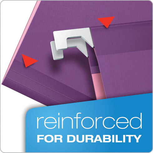 Pendaflex Reinforced Hanging File Folders, Legal Size, Violet, 1/5 Cut, 25/BX (4153 1/5 VIO)
