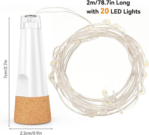 KOBWA 2025 Bottle Lights with Cork, USB Rechargeable Wine Bottle Light Battery Operated Jars Fairy Lights, Upgraded