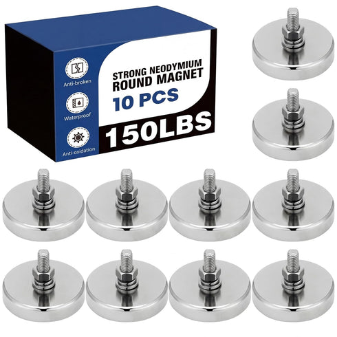 Therwen 10 Pack 150 lb Magnet with M6 Male Threaded Stud Heavy