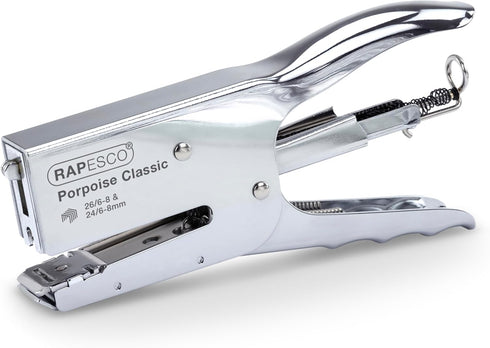 Rapesco R81000A3 Porpoise Classic Stapling Plier, 45 Sheet Capacity, All Metal, Chrome