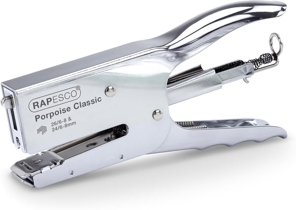 Rapesco R81000A3 Porpoise Classic Stapling Plier, 45 Sheet Capacity, All Metal, Chrome