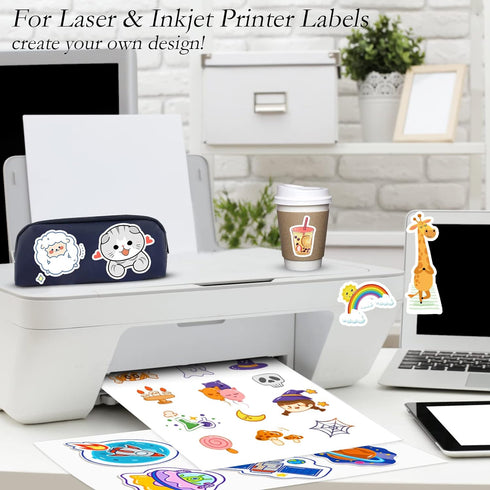 NefLaca 8.5" 11" 200 200 Full Sheet Sticker Paper for Laser & Ink Jet Printers, x Full Sheet Address Shipping Label