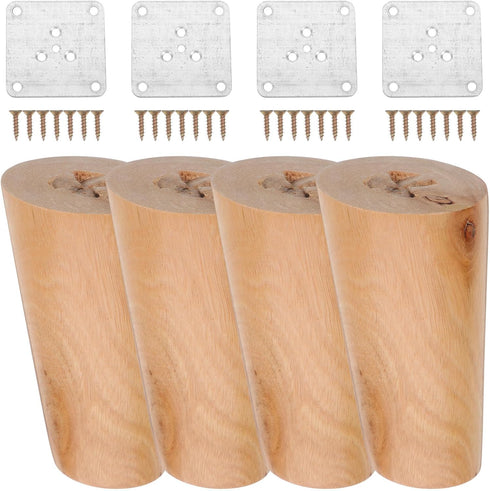 Cabilock 4pcs Solid Wood Furniture Legs 10cm Tapered Coffee Table Sofa Cabinet