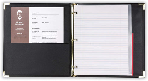 Samsill Classic Collection Executive Presentation 3 Ring Binder, Half Inch, Brass Round Ring, Holds 100 Sheets, Black