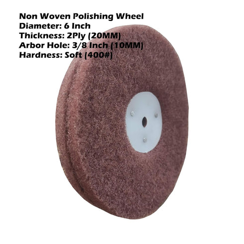 3PC 6 Inch Non Woven Polishing Wheel Kit for Bench Grinder, Hard/Medium/Soft with 10MM Arbor Hole