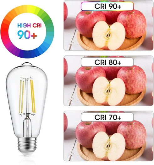 Edison Light Bulbs, 60W Equivalent Dimmable Vintage LED, E26 Medium Base, 4000K Cool White, 8 Pack
