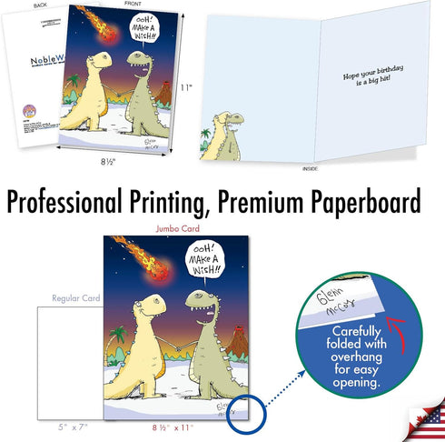 NobleWorks - Jumbo Funny Birthday Card with Envelope (8.5 x 11 Inch) - Make a Wish Humor Card J9735