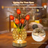 3-Colour Dimming Tulip Crystal Flower Lamp Touch Lamp,Rechargeable Cordless Table Lamp, Infinitely Battery Powered
