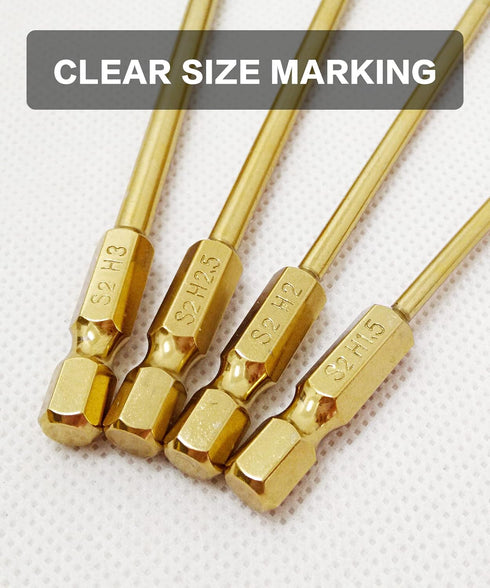 RC Hex Bit Set 1.5, 2.0, 2.5 & 3.0mm Hex Head Allen Wrench Drill Bit S2 Steel 1/4" Hex Shank 100mm Long for Screwdrivers Bit Electric Screwgun Power Drill RC Repair Working Tools by VICRAZZE