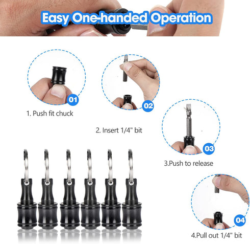 Bit Holder 1/4 inch Hex Shank Screwdriver Bits Holder, Keychain Screw Adapter for Hand-held Drill Bits