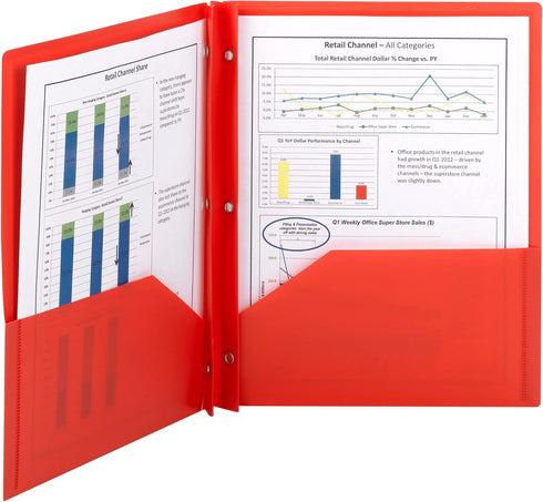 Smead Poly Two Pocket Folder with Fasteners, 11"x 8 1/2", Pack of 25, Red (87727)