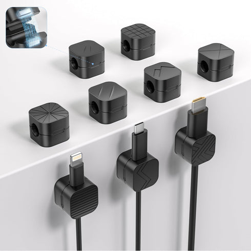 XOVRAETH 9Pack Cable Organizer Clips, Magnetic Cable Holder (1s Lock), Strong Adhesive Wire