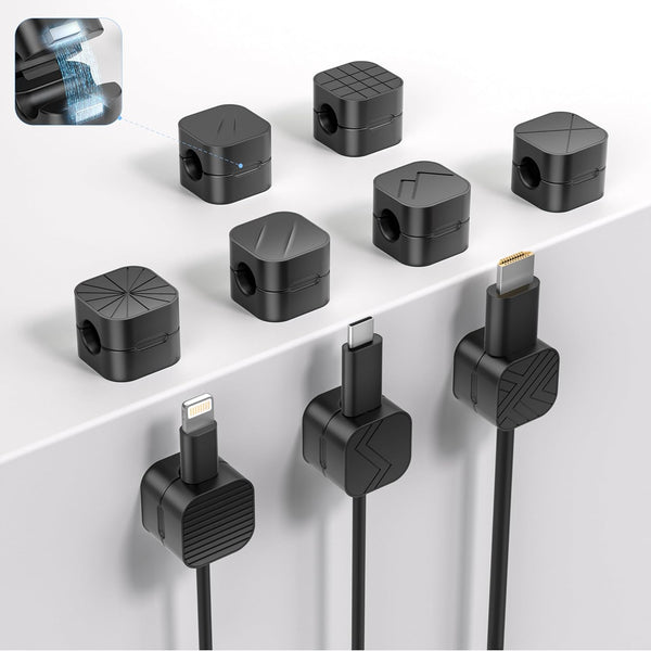 XOVRAETH 9Pack Cable Organizer Clips, Magnetic Cable Holder (1s Lock), Strong Adhesive Wire