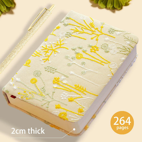 A6 264 4x6 Embroidered Pocket Notebook for Women, Mini Cloth Journal, Hardcover, Pages, Small Lined Notebook