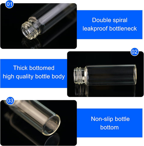 10PCS 4ml Clear Glass Vials with Screw Caps and PE pad, Leak-Proof Liquid Storage Empty Vials with Droppers