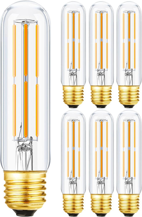 Leools T10 Led Bulb, 6 Pack - Dimmable 6W LED Tubular Bulbs, E26, Warm White 2700K