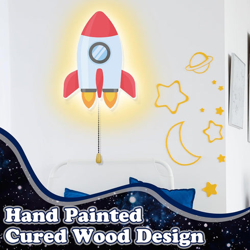 Aurelema Space Rocket Night Light Wall Lamp Sleeping Nursery Lighting Cute Floating Battery Operated Hanging Lamp
