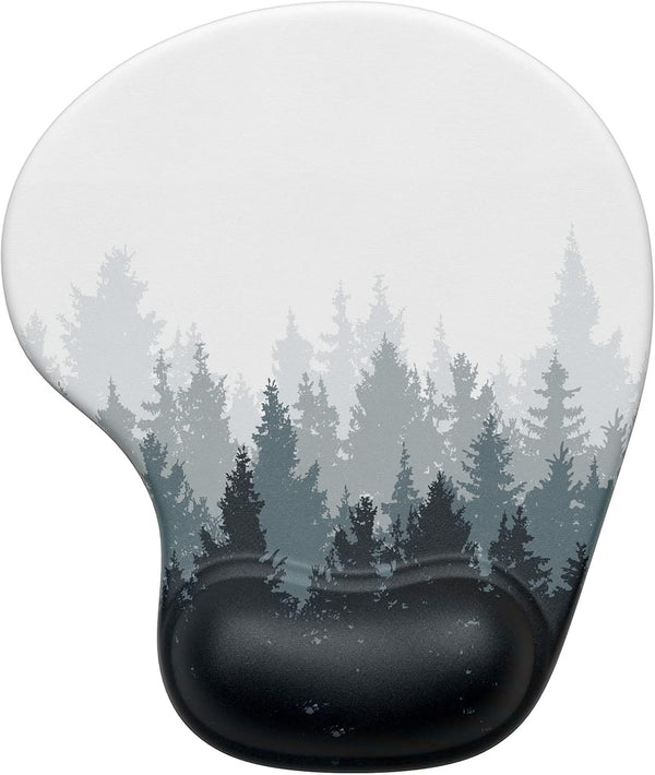 Hsurbtra Ergonomic Mouse Pad, Cute White Forest Gel Mouse Pads with Wrist Rest Support, Non-Slip PU Base, Memory Foam