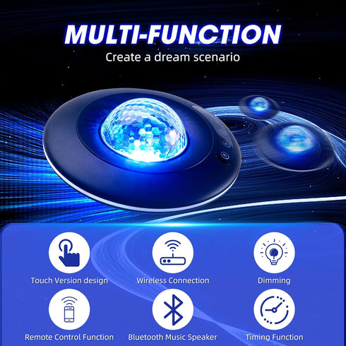 LooEooDoo Star Projector, Galaxy Starry Projection Lamp, Bluetooth Speaker Aurora Lighting with Timer and Remote