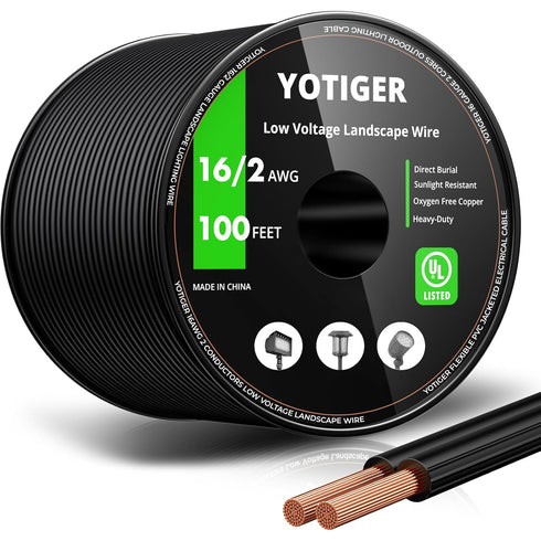 YOTIGER 16 Gauge 2 Conductors Low Voltage Wire 100 Feet - 16/2
