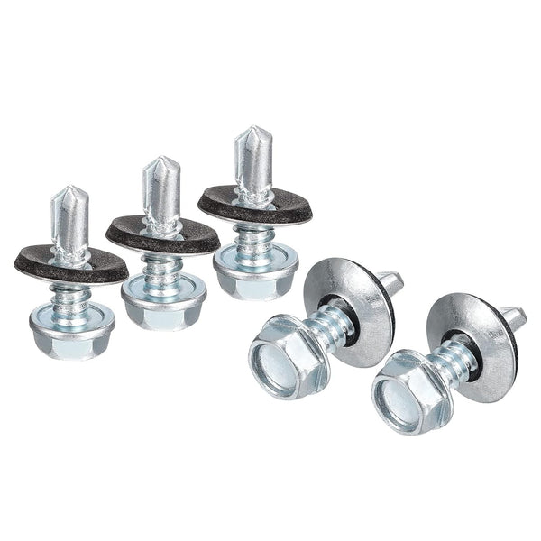 uxcell #14 x 3/4" Self Drilling Screws - 100pcs Zinc Plated Steel Roofing Screws with Rubber Washer