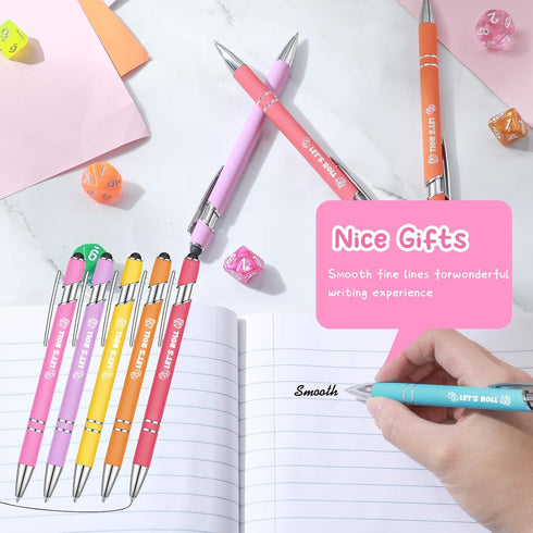 Chiisong 36 Pcs Bunco Gifts for Women Bunco Let's Roll Ballpoint Pens with Screens Touch Stylus Tips Funny Fine Point