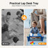 XEJMEOO 6 Pcs Kids Lap Desk Tray, Plastic Kids Trays for Eating with Side Pockets Portable Stackable Lap Bed Table