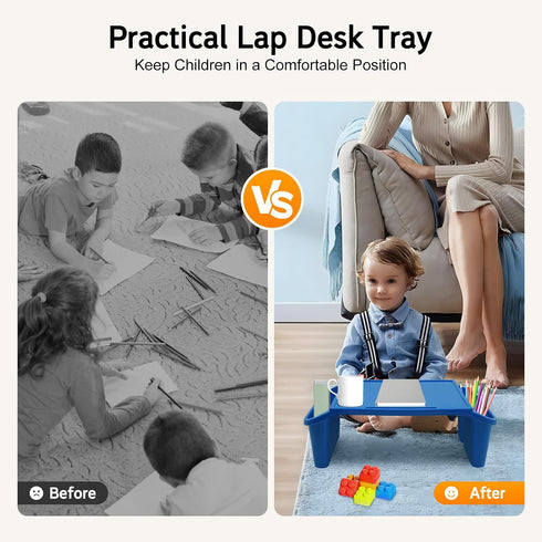 Tapischion 6-Pack 33lbs Kids Lap Desks with Side Storage, Portable Stackable Activity Trays for Reading Writing