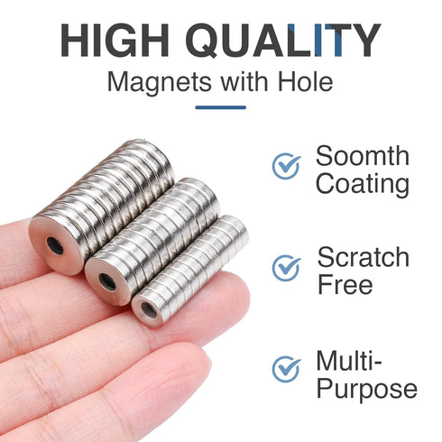 36pcs 3 MIKEDE Heavy Duty Rare Earth Magnets - Sizes, Neodymium Disc Magnets with Hole for Locker, Tool Storage, DIY